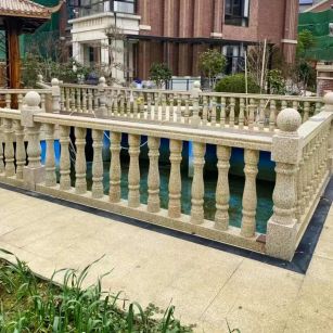 辽源黄金麻花岗岩石材栏杆，扶手，将军柱，花瓶柱