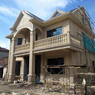 辽源 黄金麻花岗岩石材私人别墅雕花门楼柱阳台栏杆