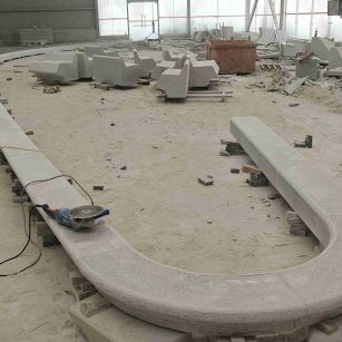 辽源 芝麻白花岗岩弧形花坛石，坐凳石