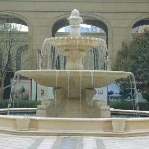 辽源 黄金麻花岗岩异型加工——户外庭院石雕流水喷泉