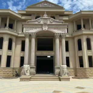 辽源 黄金麻别墅外墙干挂，大柱，大象，蘑菇石，雕花板