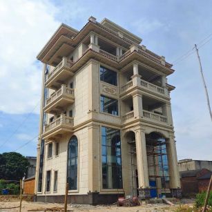 辽源 黄金麻花岗岩石材别墅外墙干挂搭配（雕花栏杆花瓶柱门楼罗马柱）